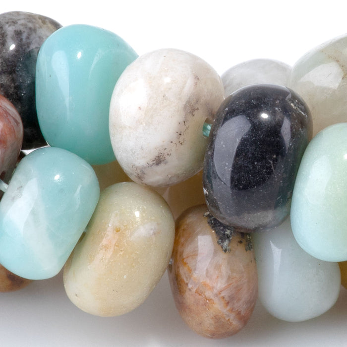 Black Gold Amazonite 8x10-9x13mm Side Drilled Pebble - 15-16 Inch