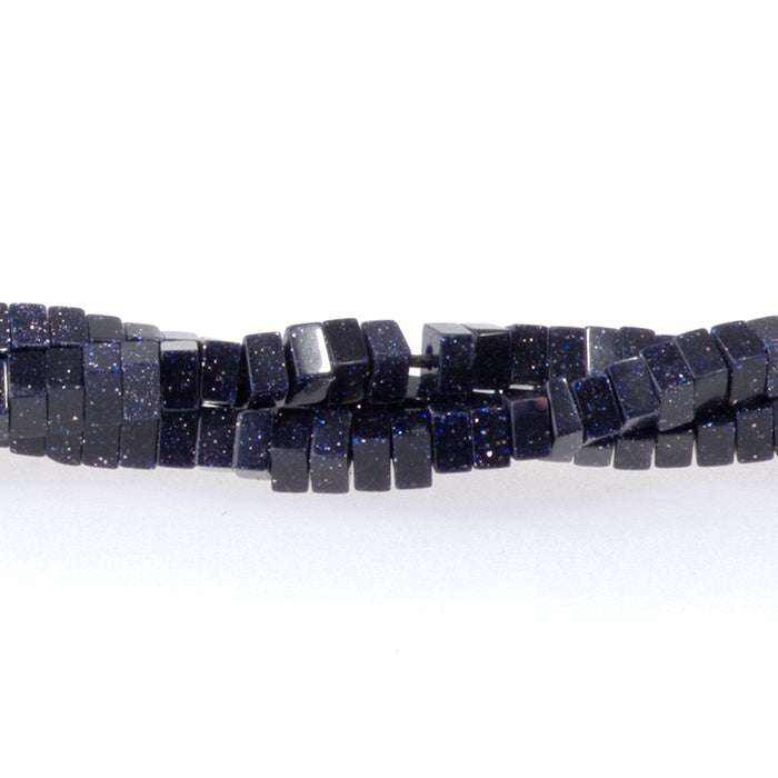 Blue Goldstone 1x2mm Square Rondelle - 15-16 Inch