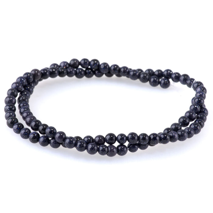 Blue Goldstone 4mm Round - 15-16 Inch