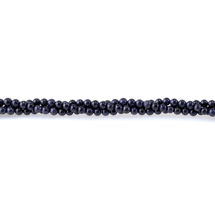 Blue Goldstone 4mm Round - 15-16 Inch