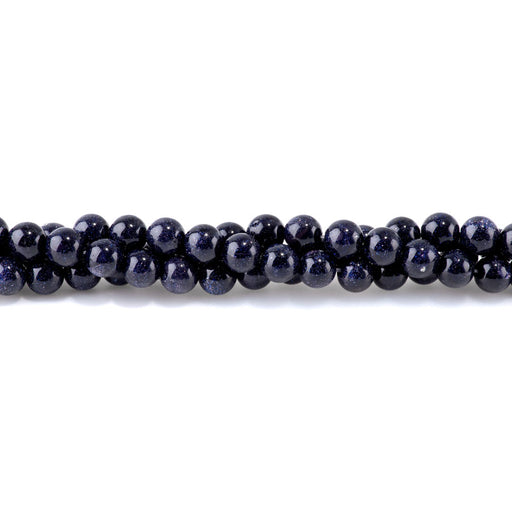 This is a Dakota Stones 8mm Blue Goldstone Gemstone strand with round beads in 15-16 inch strand.