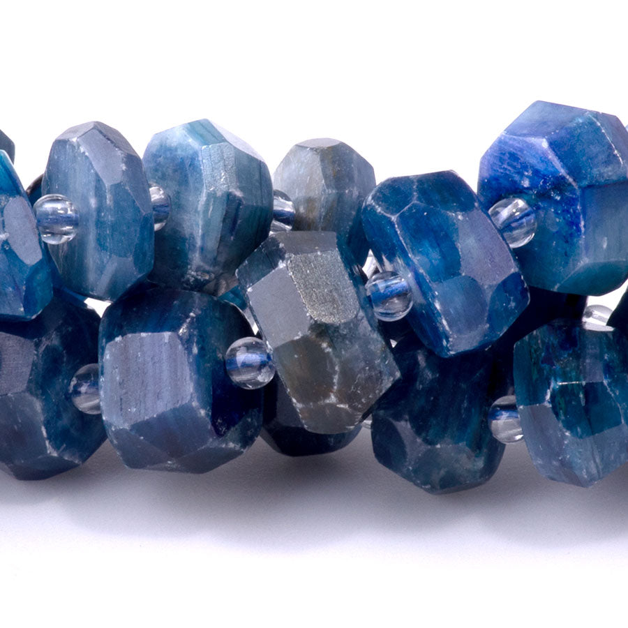 Blue Kyanite 5-8x10-12mm Irregular Rondelle Faceted - 15-16 Inch