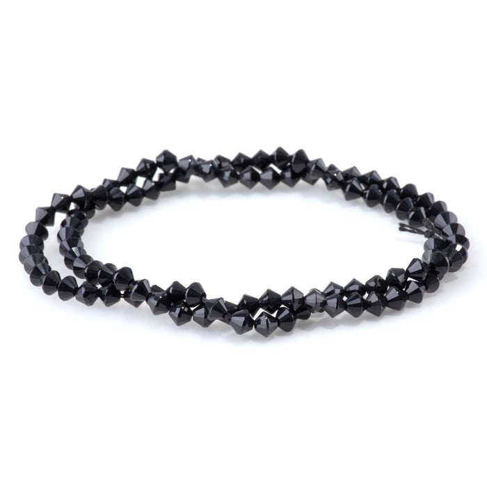 Black Agate 4mm Faceted Bicone - 15-16 Inch