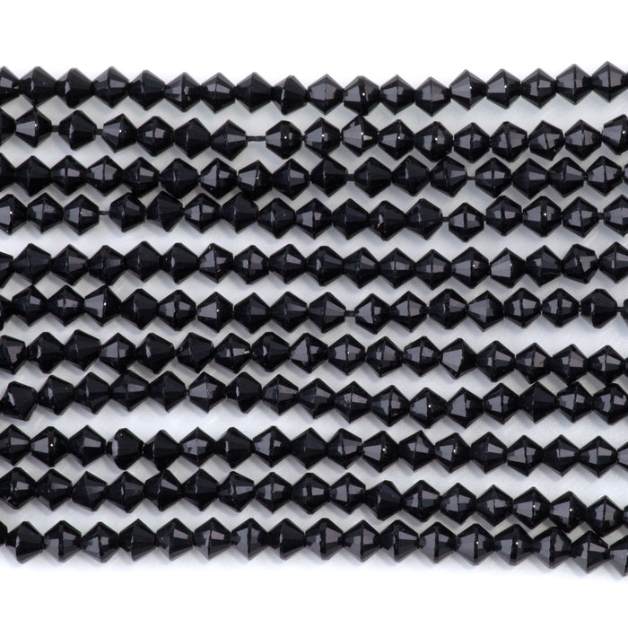 Black Agate 4mm Faceted Bicone - 15-16 Inch