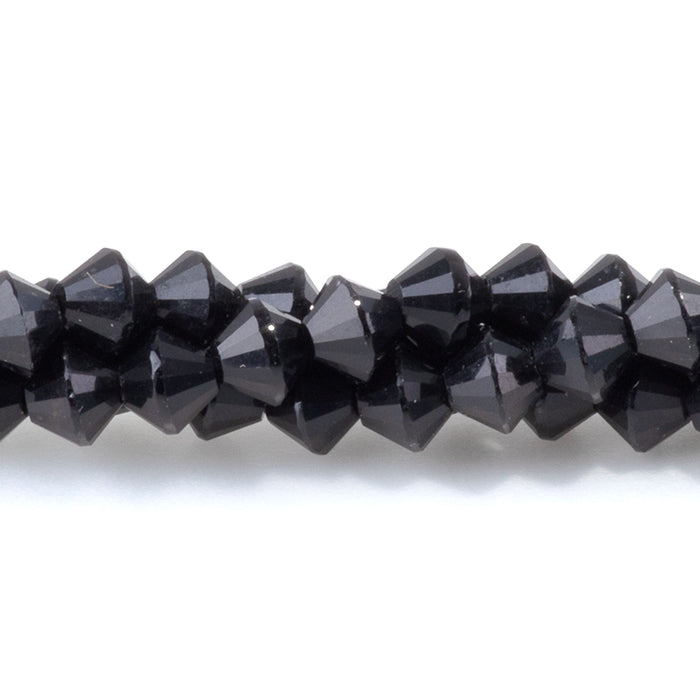 Black Agate 4mm Faceted Bicone - 15-16 Inch