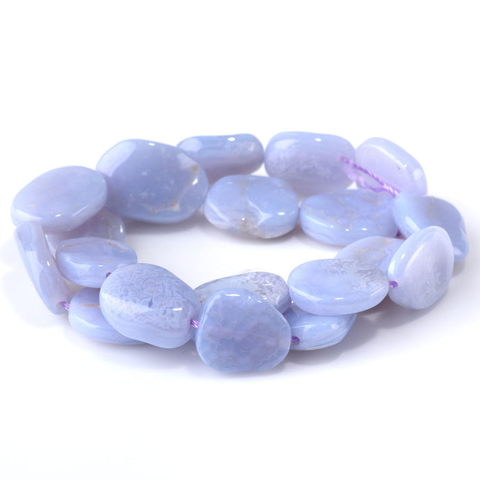 Blue Lace Agate 14x25 Freeform Oval - 15-16 Inch