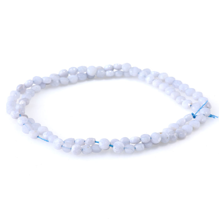 Blue Lace Agate 4mm Faceted Coin 15-16 Inch