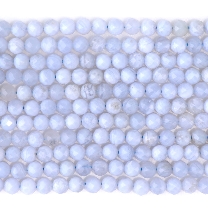 Blue Lace Agate 4mm Microfaceted Round - 15-16 Inch