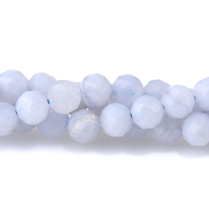 Blue Lace Agate 4mm Microfaceted Round - 15-16 Inch