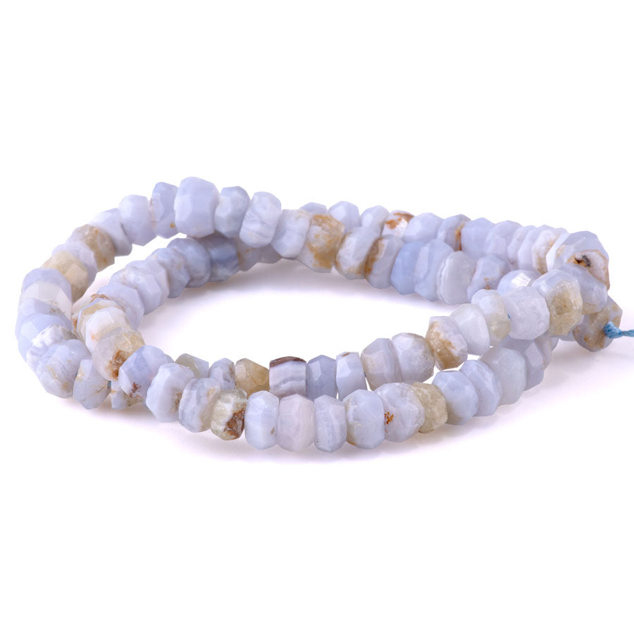 Blue Lace Agate 4x8mm Irregular Rondelle Faceted - 15-16 Inch