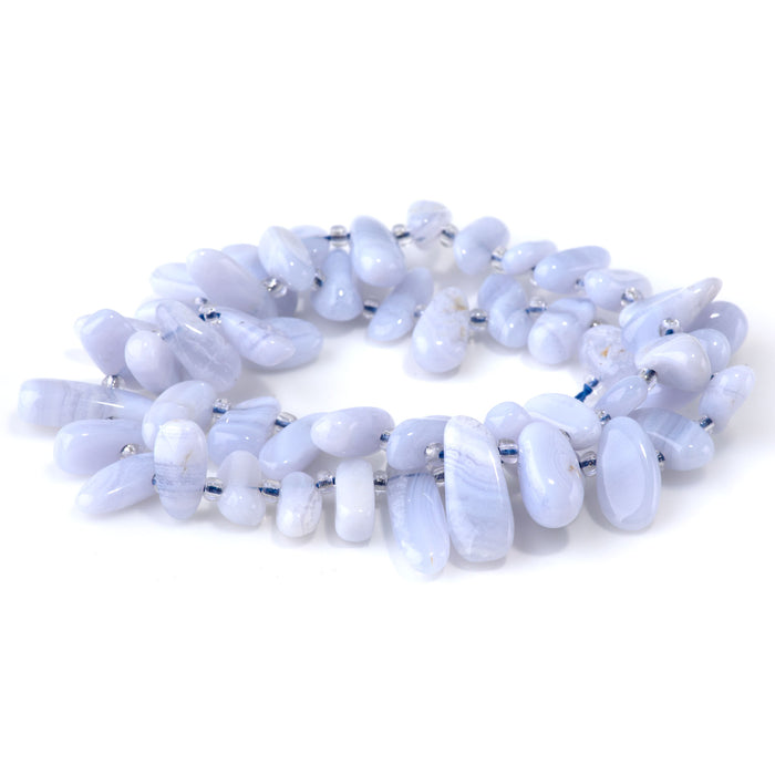Blue Lace Agate 6x12-10x20mm Free Form Dancing Drops A Grade - 15-16 Inch