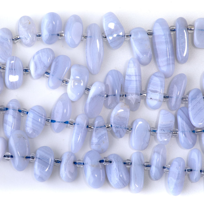 Blue Lace Agate 6x12-10x20mm Free Form Dancing Drops A Grade - 15-16 Inch