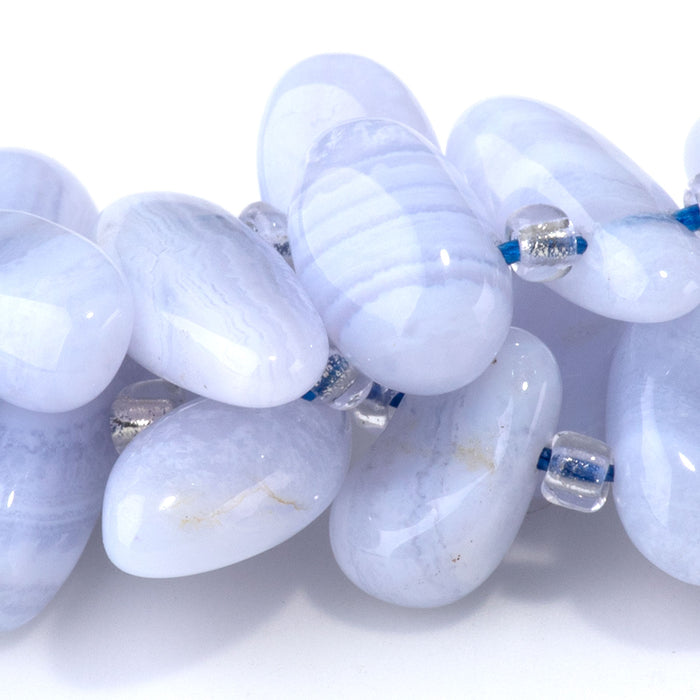 Blue Lace Agate 6x12-10x20mm Free Form Dancing Drops A Grade - 15-16 Inch