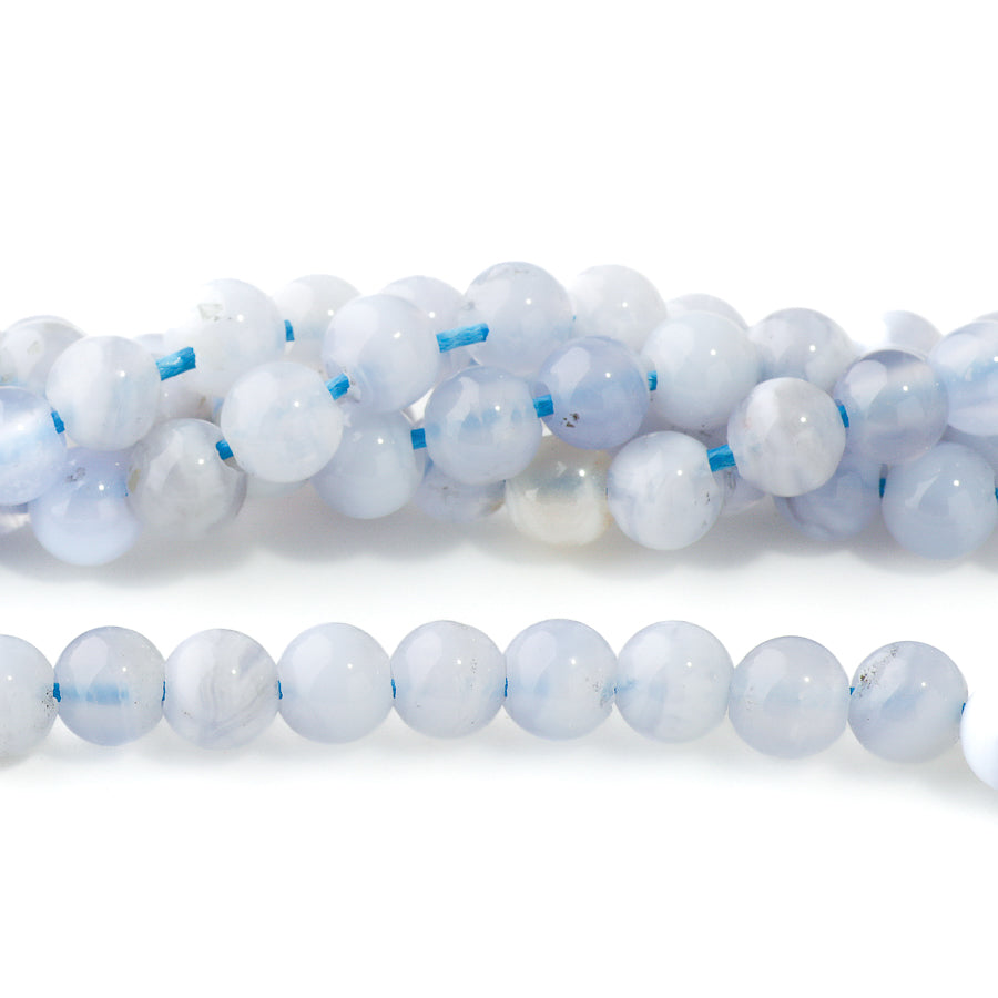 Blue Lace Agate 6mm Round - Large Hole Beads