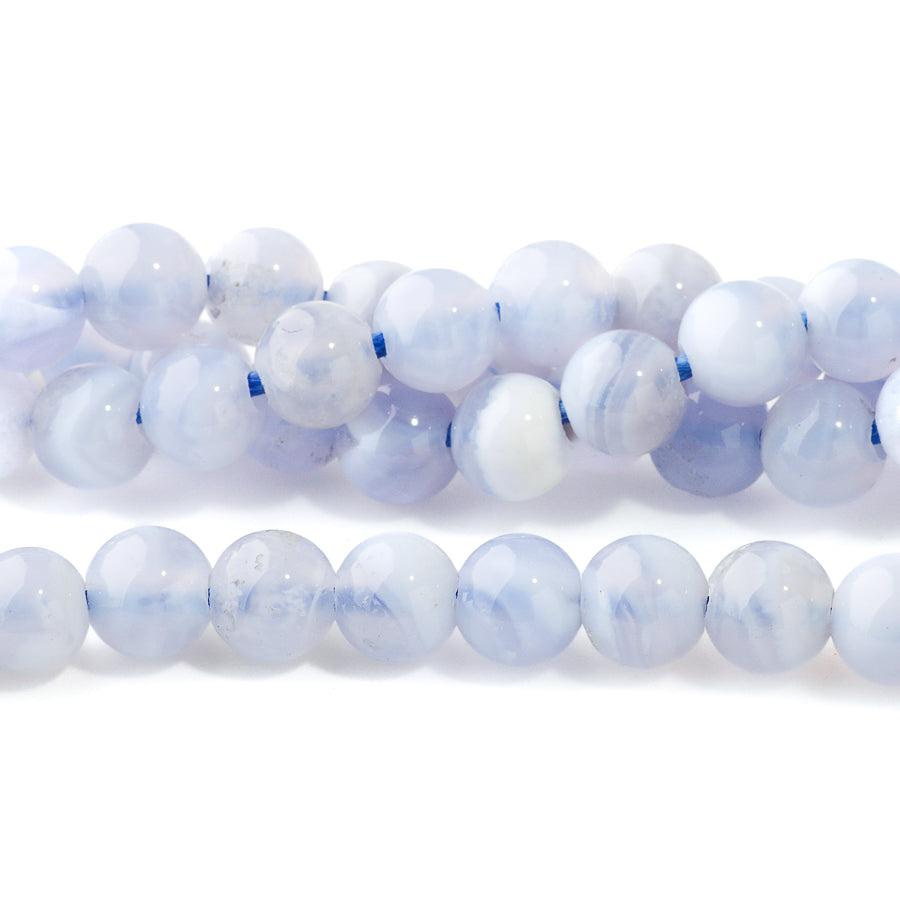 Blue Lace Agate 8mm Round - Large Hole Beads