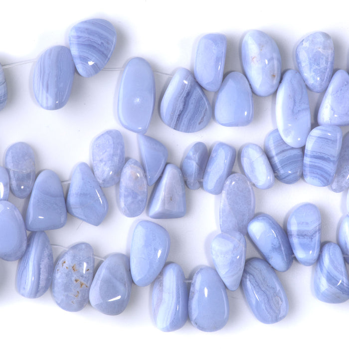 Blue Lace Agate 9-14x15-20mm Top Drill Nugget - 15-16 Inch