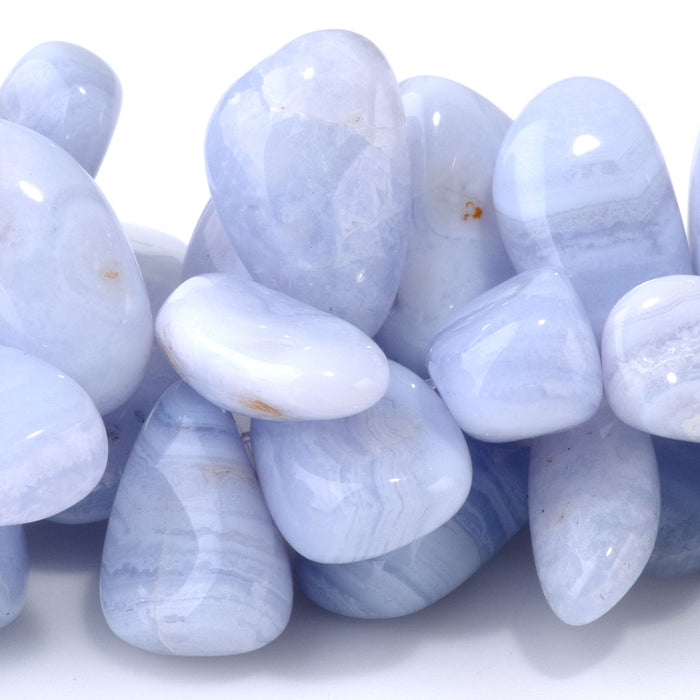 Blue Lace Agate 9-14x15-20mm Top Drill Nugget - 15-16 Inch