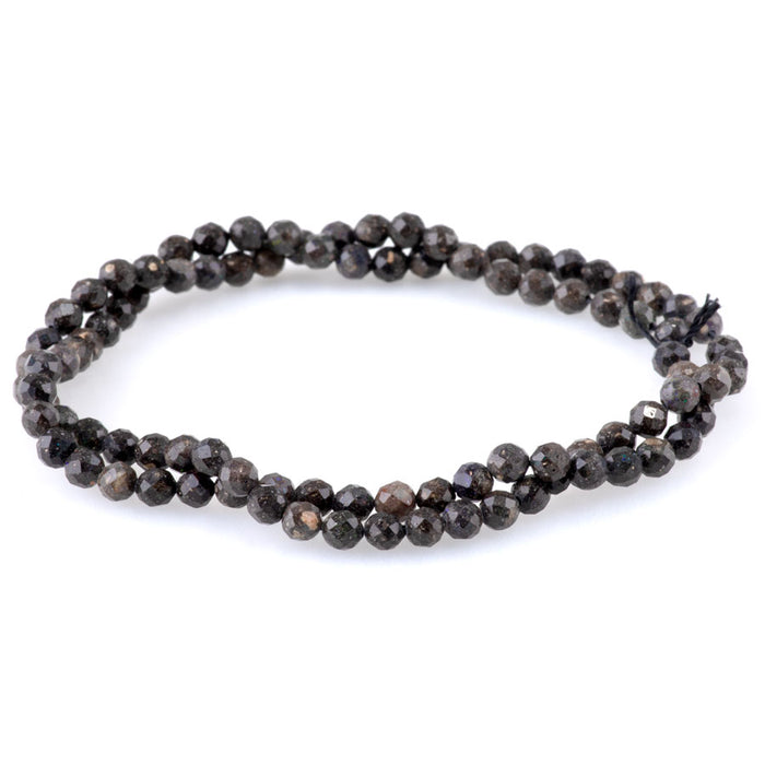 Black Opal 4mm Round Faceted - 15-16 Inch