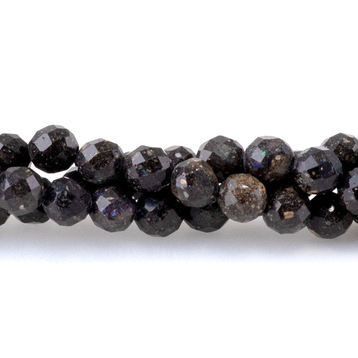 Black Opal 4mm Round Faceted - 15-16 Inch