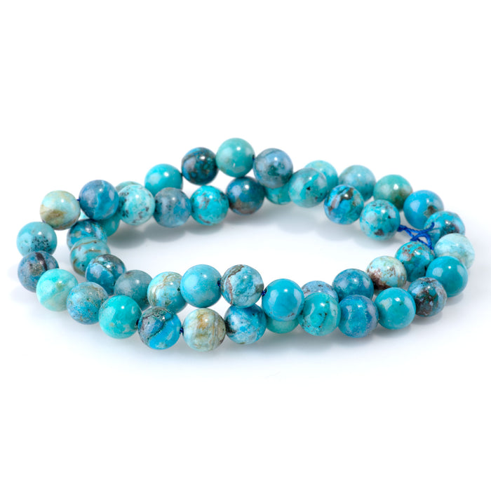 Peruvian Blue Opal 8mm Round - 15-16 Inch