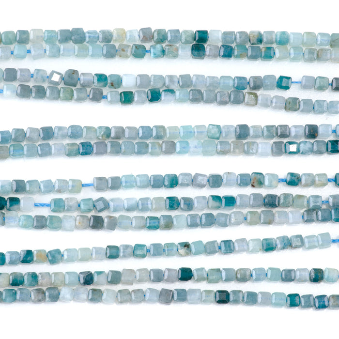 Blue Tourmaline 3mm Table Cut Cube A Grade - 15-16 Inch