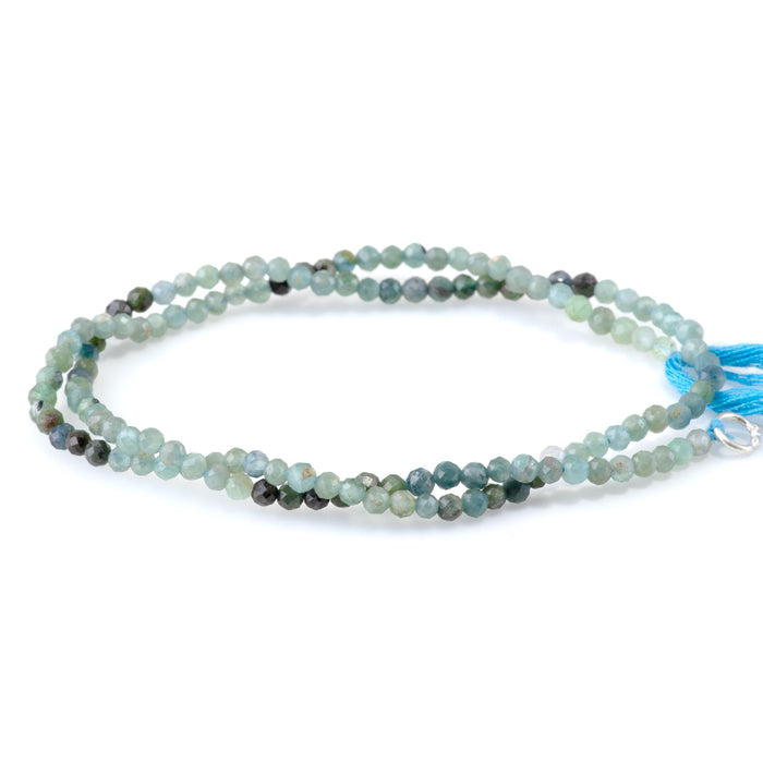 Blue Tourmaline 3mm Banded Faceted Round - 15 Inch