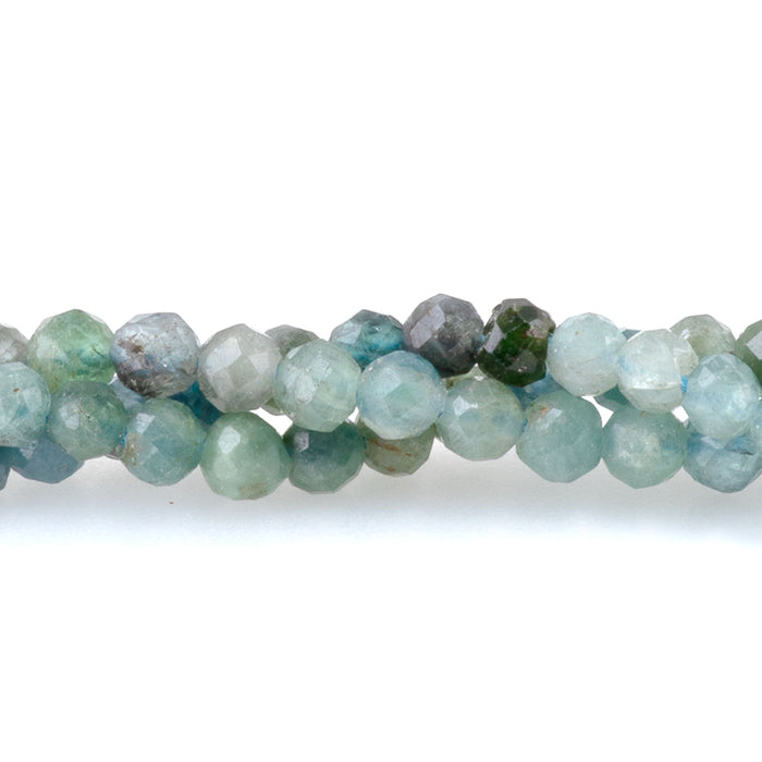 Blue Tourmaline 3mm Banded Faceted Round - 15 Inch
