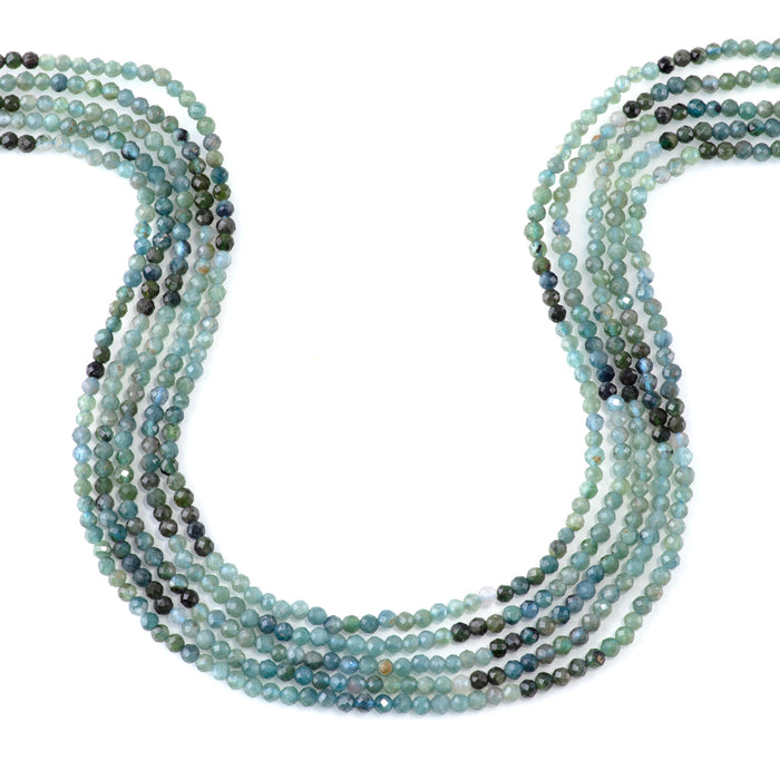 Blue Tourmaline 3mm Banded Faceted Round - 15 Inch