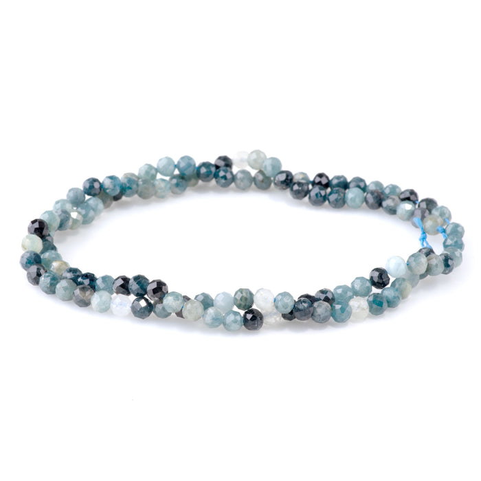 Blue Tourmaline 4mm Microfaceted Round A Grade - 15-16 Inch