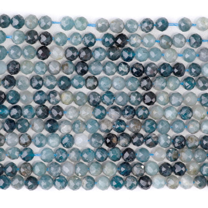 Blue Tourmaline 4mm Microfaceted Round A Grade - 15-16 Inch