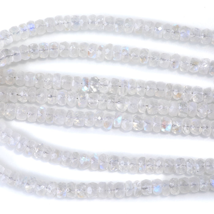 Blue Moonstone 2-4x5-6mm Faceted Irregular Tyre Bead - 8-Inch