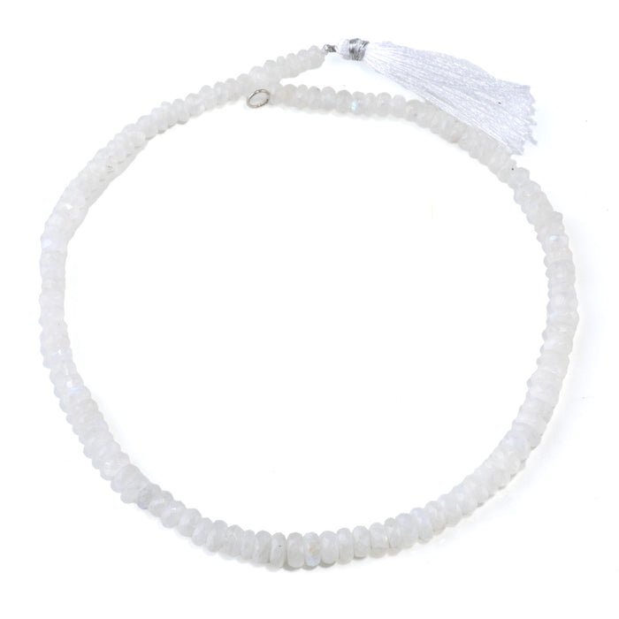 Blue Moonstone 3-8mm Graduated Faceted Rondelle - 18 Inch