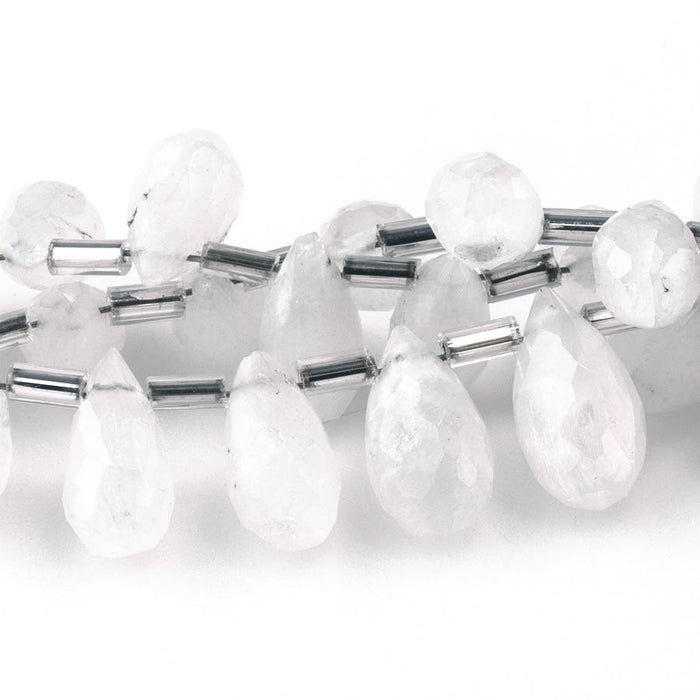 Blue Moonstone 5x8-7x12mm Faceted Irregular Drop  - 8 Inch