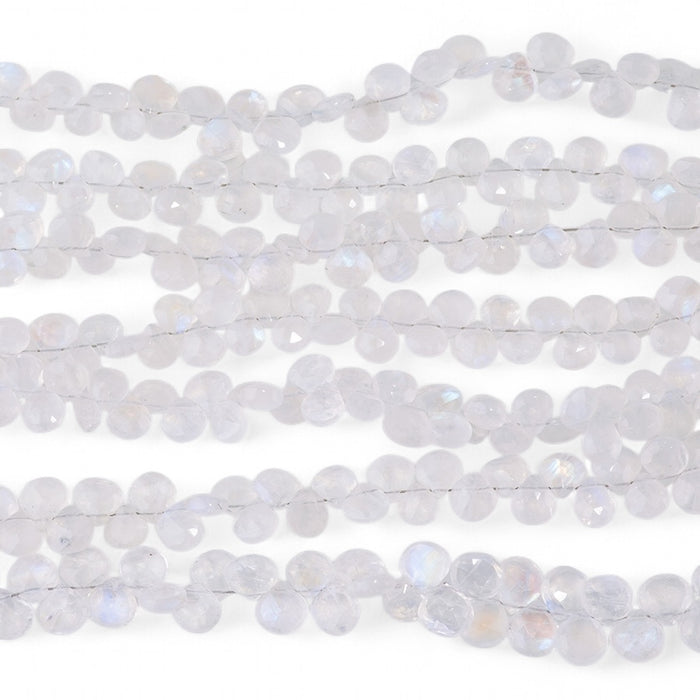 Blue Moonstone 6-8mm Faceted Heart - 8 Inch