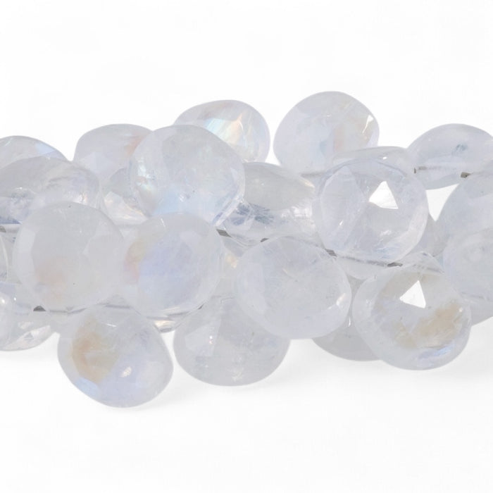 Blue Moonstone 6-8mm Faceted Heart - 8 Inch