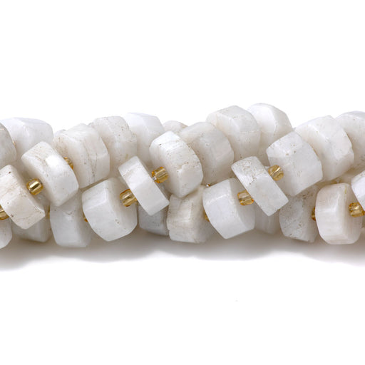 This is a Dakota Stones 8x14-16mm Blue Moonstone Wheel Gemstone strand with faceted beads in 15-16 inch strand.