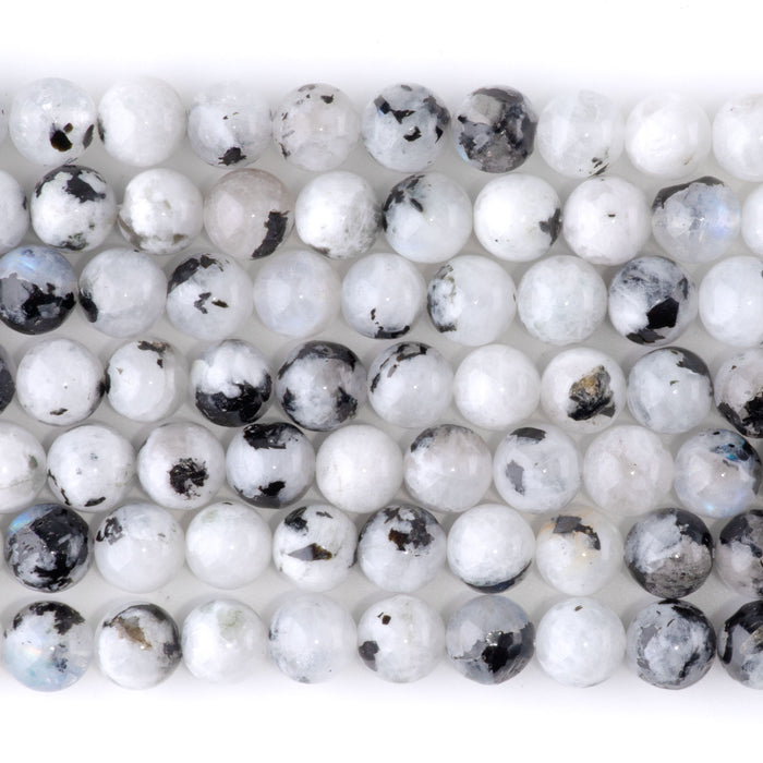Blue Moonstone with Black Dot 8mm Round - 15-16 Inch