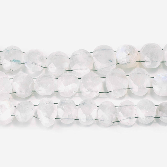 Blue Moonstone 9x11-13x18mm Faceted Double Drill Irregular Oval - 10 Inch