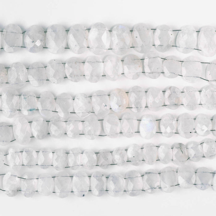 Blue Moonstone 9x11-13x18mm Faceted Double Drill Irregular Oval - 10 Inch