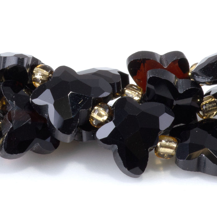 Black Obsidian 10x8mm Faceted Butterfly - 15-16 Inch