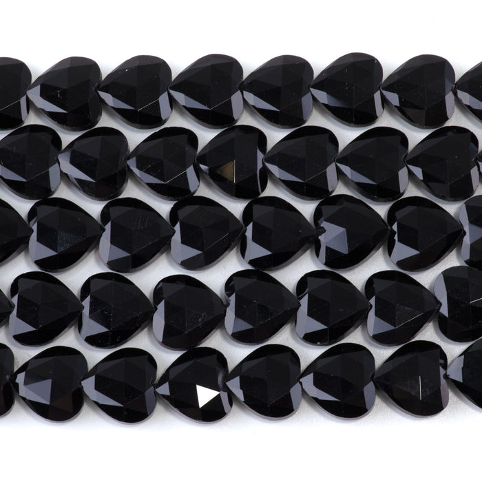 Black Obsidian 14mm Faceted Heart - 15-16 Inch