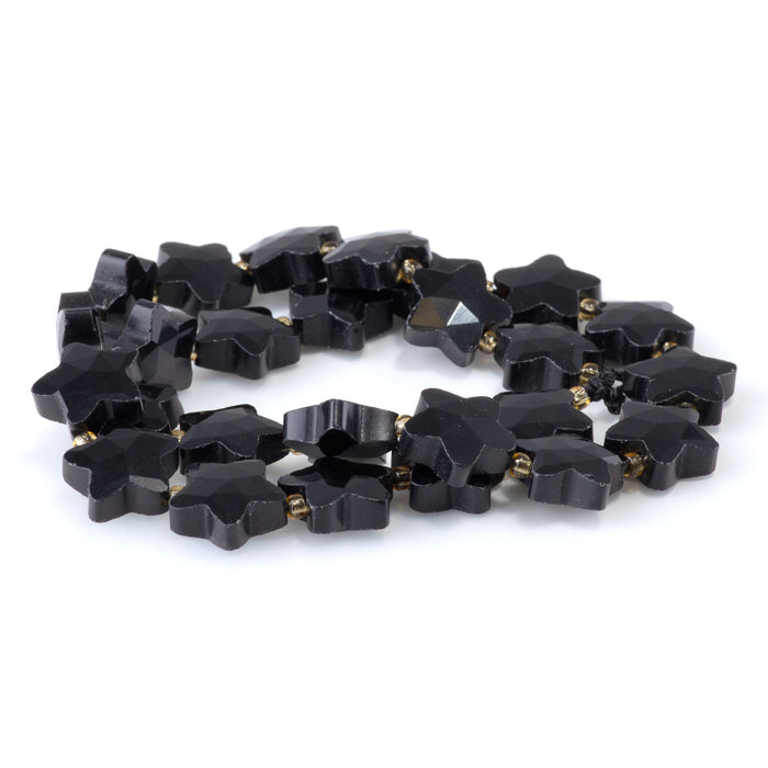 Black Obsidian 14mm Faceted Star - 15-16 Inch