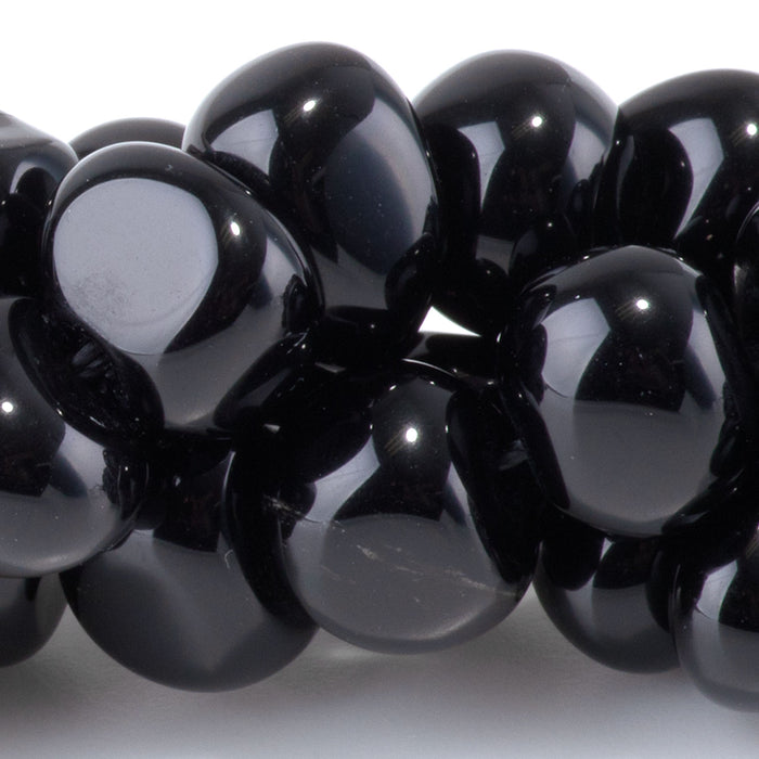Black Obsidian 8x10-9x13mm Side Drilled Pebble - 15-16 Inch