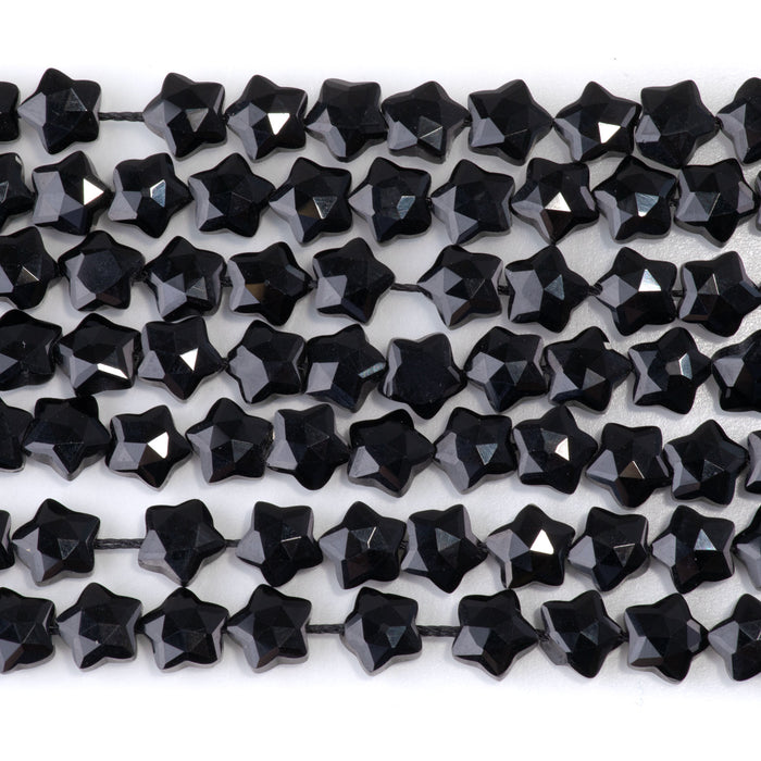 Black Obsidian 8mm Faceted Star Bead - 15-16 Inch
