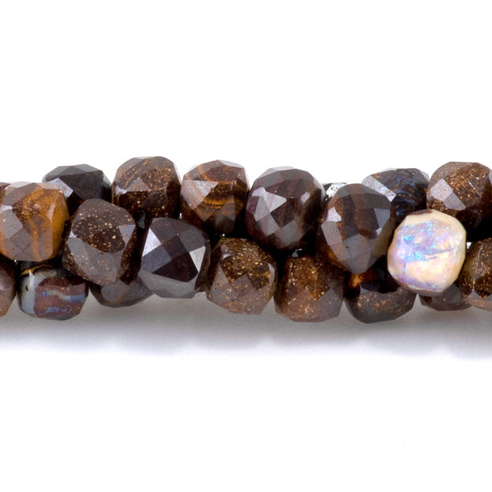 Australian Boulder Opal 4mm Cube Faceted - 15-16 Inch