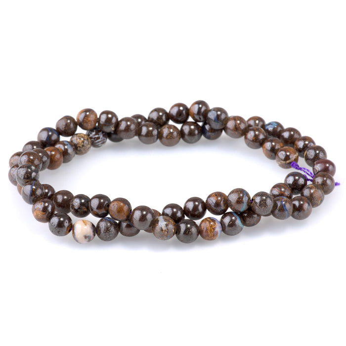 Australian Boulder Opal 6mm Round - 15-16 Inch