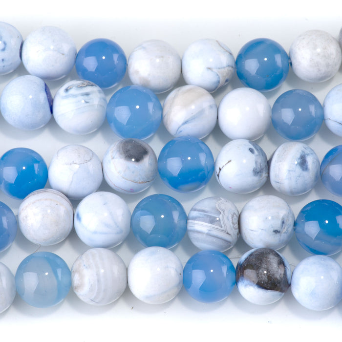 Blue Porcelain Agate  12mm Round - 15-16 Inch