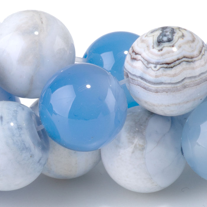 Blue Porcelain Agate  12mm Round - 15-16 Inch