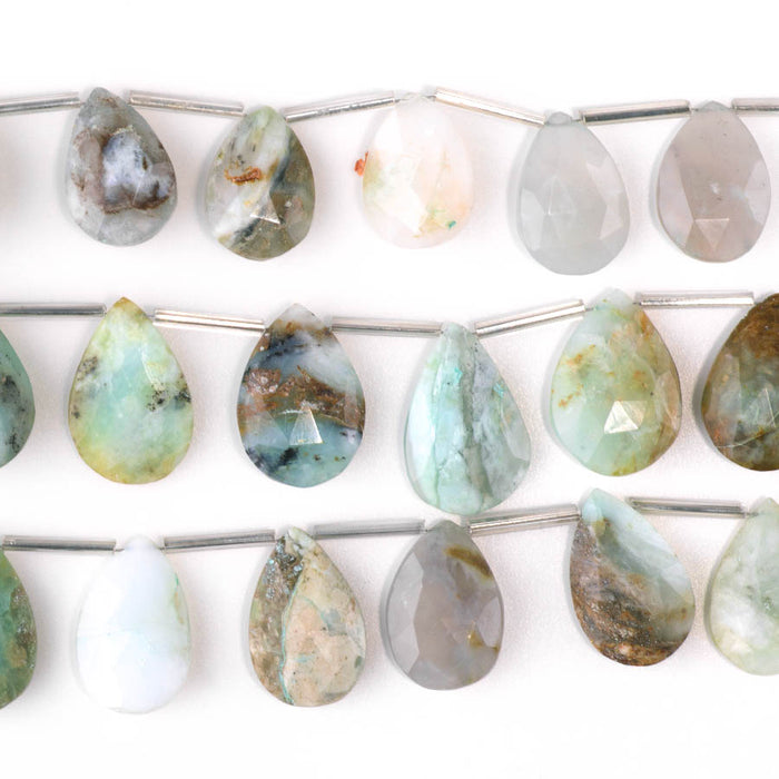 Blue Peruvian Opal 10x15-18x24mm Faceted Drop  - 10 Inch