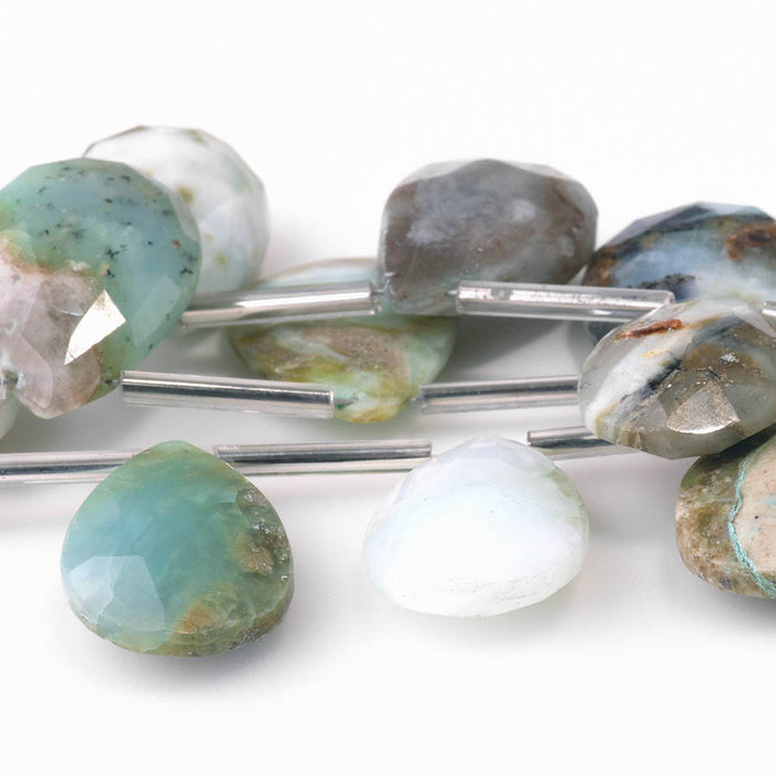 Blue Peruvian Opal 10x15-18x24mm Faceted Drop  - 10 Inch